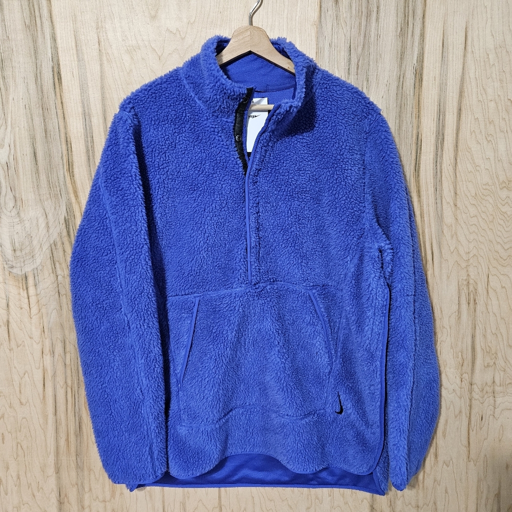 Nike Yoga Purple Sherpa Fleece Pullover Jacket Oversized Mens Size Medium NWT